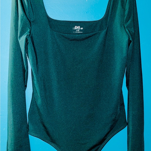 OndadeMar Tops - OndadeMar Green Fitted Long Sleeve Bodysuit